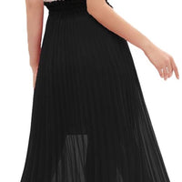 Women'S Pleated A-Line High Waist Swing Flare Midi Skirt