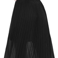 Women'S Pleated A-Line High Waist Swing Flare Midi Skirt