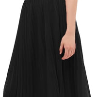 Women'S Pleated A-Line High Waist Swing Flare Midi Skirt