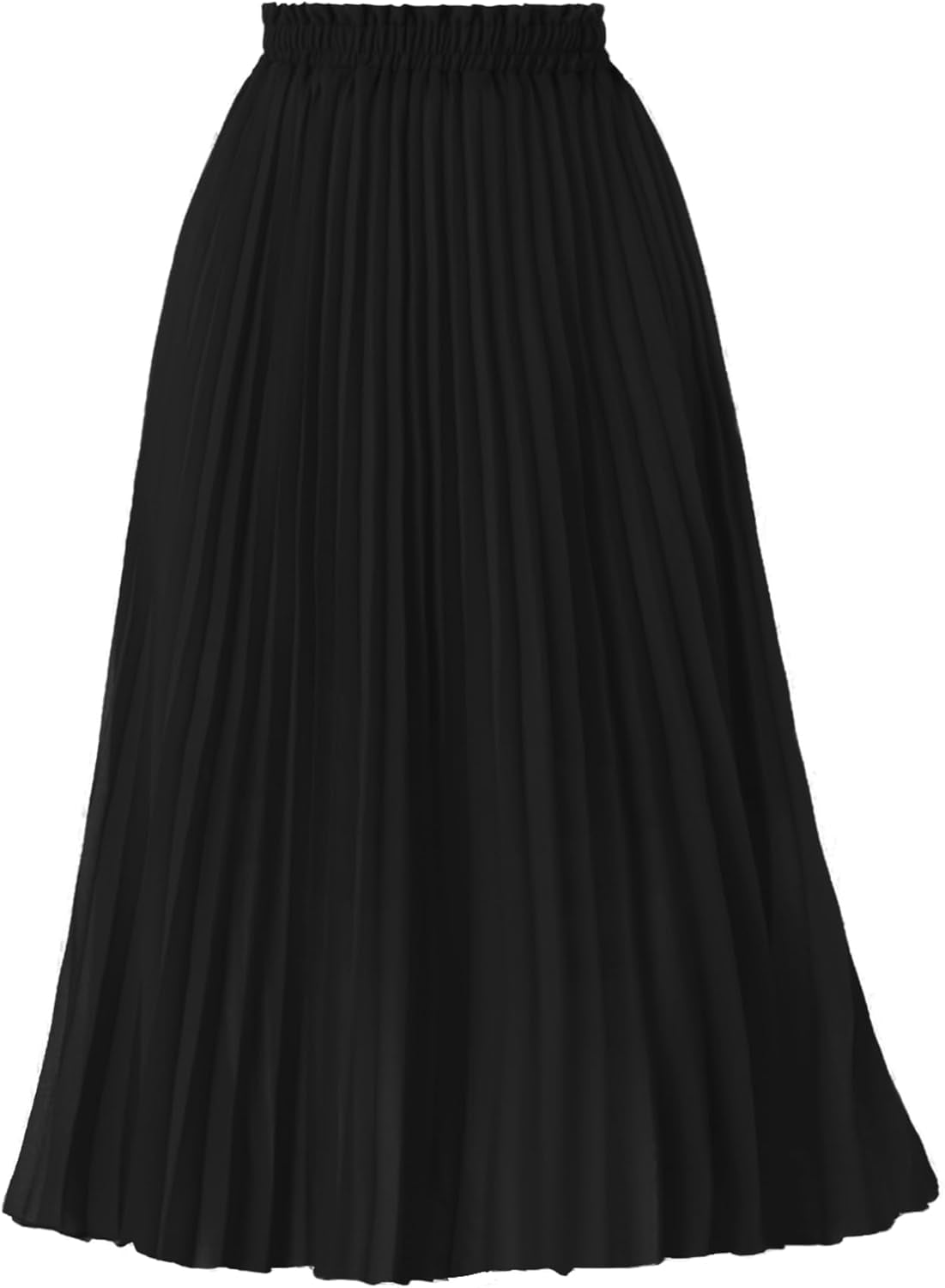Women'S Pleated A-Line High Waist Swing Flare Midi Skirt