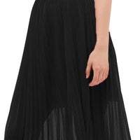 Women'S Pleated A-Line High Waist Swing Flare Midi Skirt