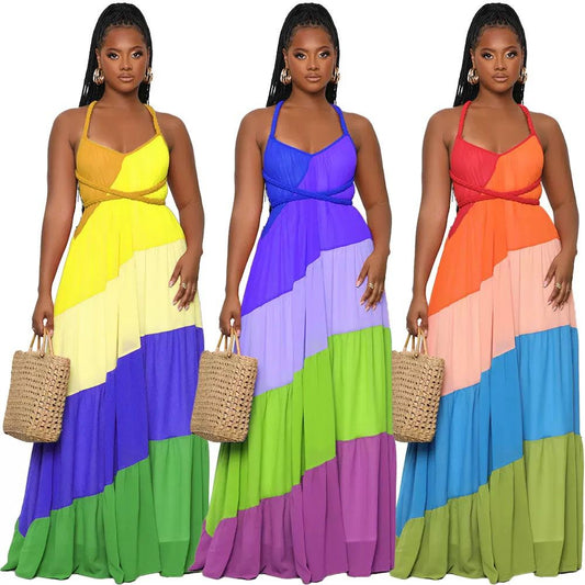 Vibrant Colorblock Maxi Dress