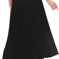 Women'S Pleated A-Line High Waist Swing Flare Midi Skirt